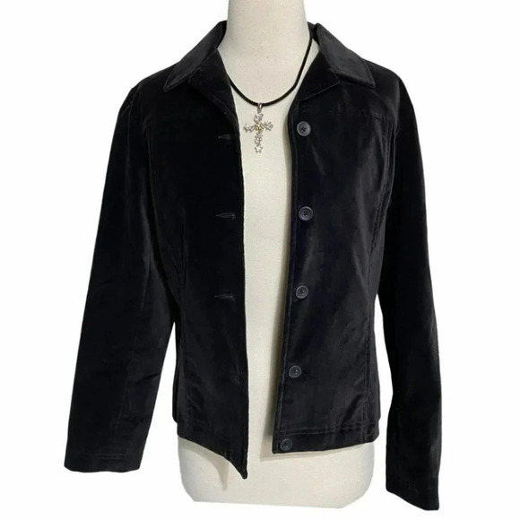 Talbots stretch 6 black velvet blazer - Picture 1 of 6